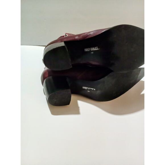 Harley Davidson Women Genuine Leather Double Zip Red Boots Size 8 - Picture 9 of 10